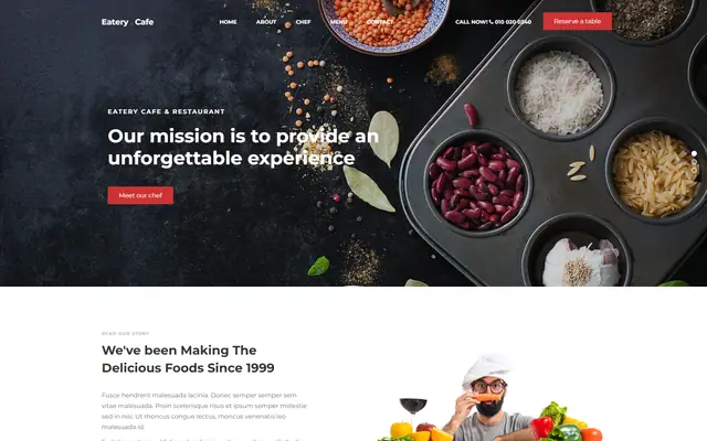 Eatery website template preview