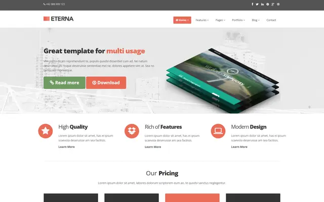 Eterna website template preview