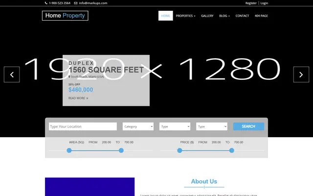 Home Property website template preview