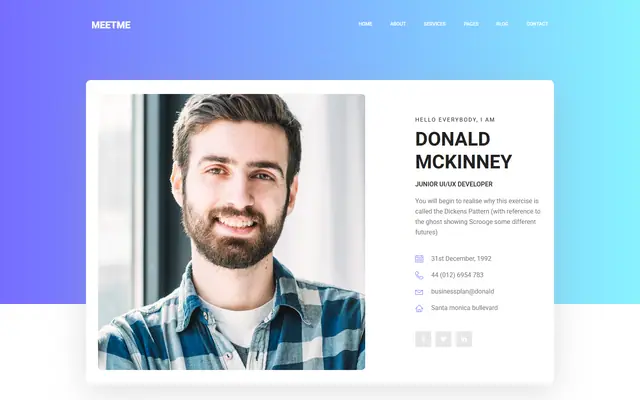 Meet Me website template preview