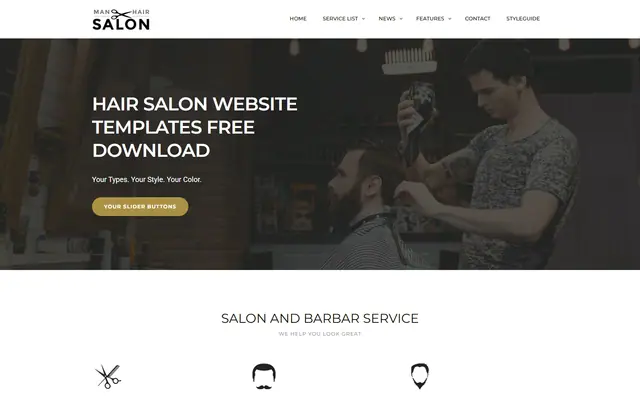 Men Salon website template preview