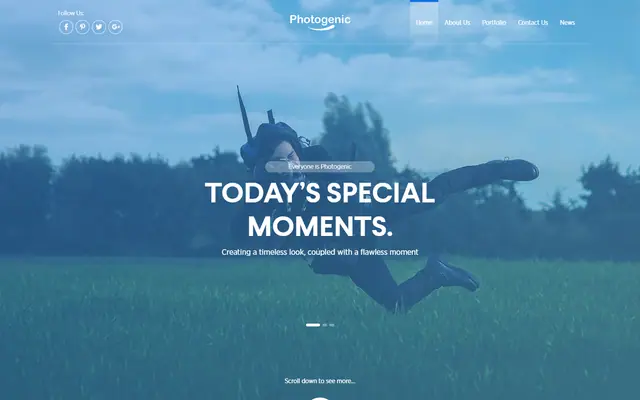 Photogenic website template preview