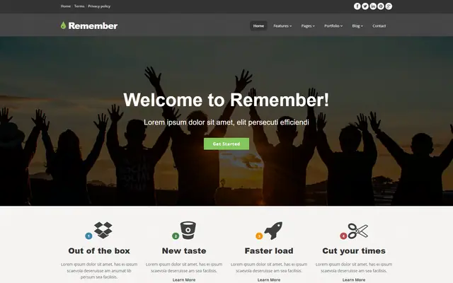 Remember website template preview