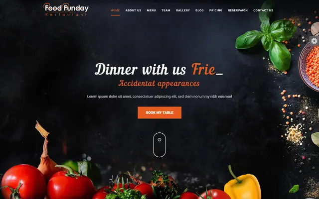 Restaurant website template preview