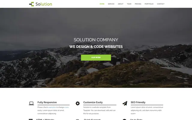 Solution website template preview