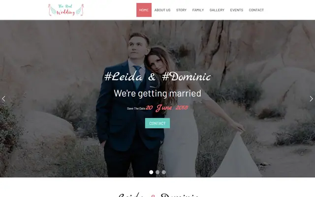 The Real Wedding website template preview